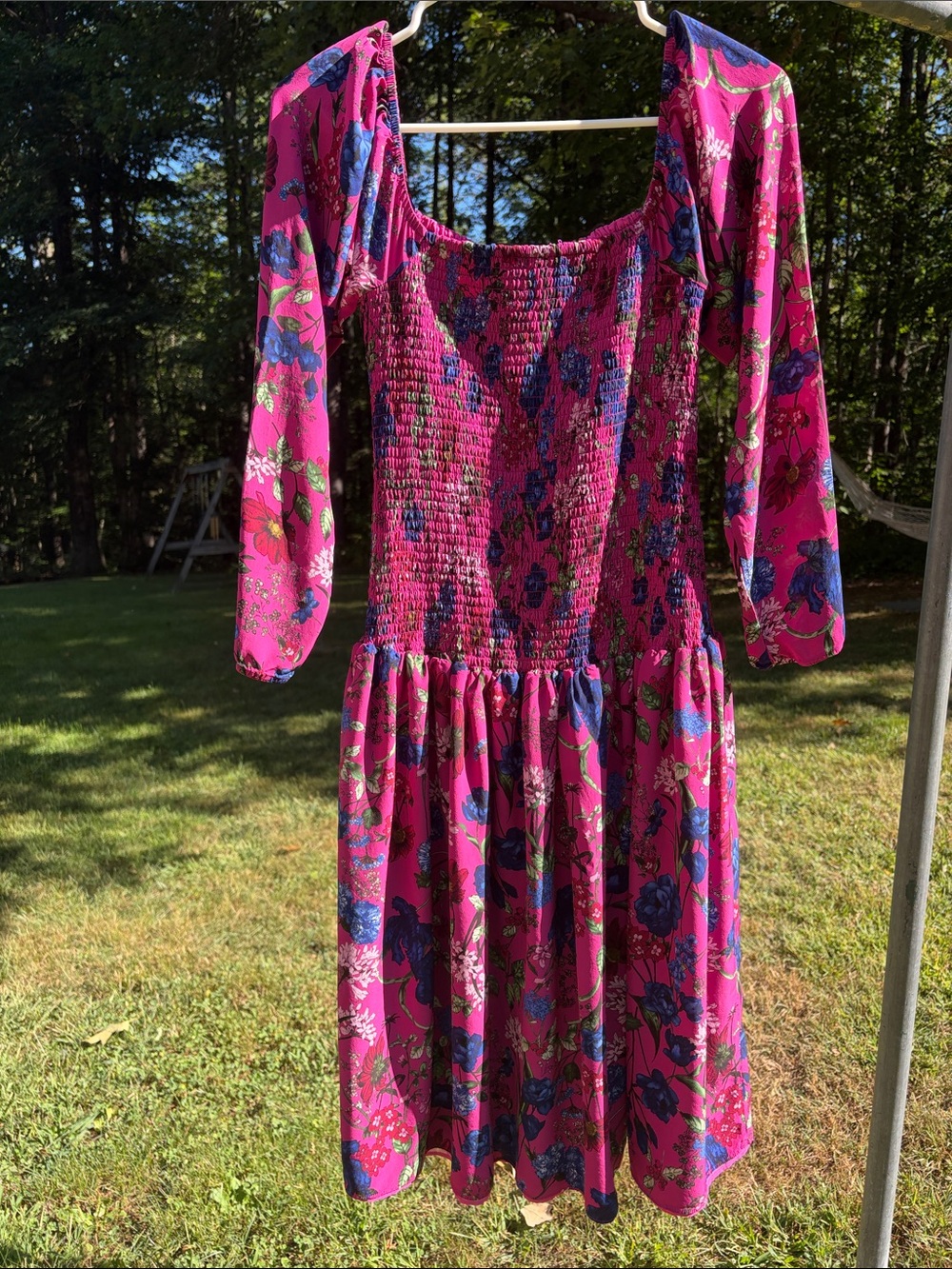 EUC Hatch The Freya maternity smocked long sleeve dress pink queen floral size S